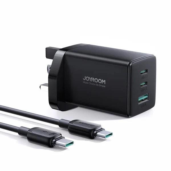 شاحن حائط Joyroom JR-TG10 GaN سريع 65W مع كابل A14 100W – أسود