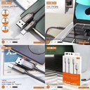 كابل بيانات Moxom LX-CB815 ذكي 100W 6A بإضاءة تنفس LED وإيقاف تلقائي