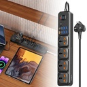 وصلة كهرباء MOXOM MX-ST14 بـ 12 منفذاً وقوة 2500 واط – مع حماية من الارتفاعات
