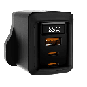شاحن حائط Porodo GaN بقوة 65W وثلاثة منافذ مع دعم PD3.0 وQC4.0+