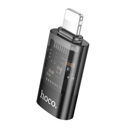 محوّل OTG من Hoco UA36A من 8-Pin ذكر إلى USB-C أنثى – شفاف أسود